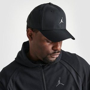 Jordan Jumpman Classic99 Metal Logo Strapback Hat in Black/Black Cotton/100% Nylon/Polyester - 8099620