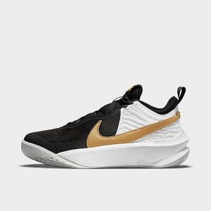 Nike Big Kids&apos; Team Hustle D 10 Basketball Shoes in Black/Black Size 7.0 Leather - 3197774