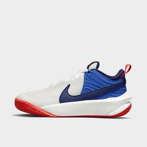 Nike Big Kids&apos; Team Hustle D 10 Basketball Shoes in Blue/White/Summit White Size 7.0 Leather - 3524378