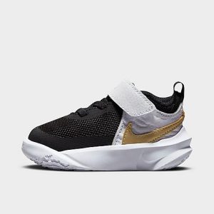 Nike Kids&apos; Toddler Team Hustle D 10 Basketball Shoes in Black/Black Size 7.0 Leather - 3079217