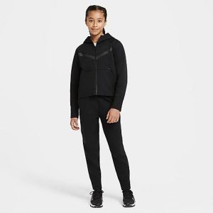 Nike Girls&apos; Sportswear Tech Fleece Jogger Pants in Black/Black Size XL 100% Cotton/Polyester/Fleece - 5700647