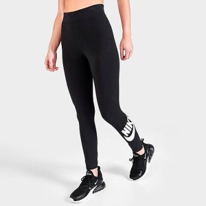 Nike Women&apos;s Sportswear Essential High-Waisted Leggings in Black/Black Size 2X-Small Cotton/Polyester/Spandex - 5863749