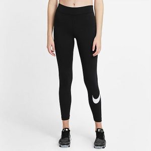 Nike Women&apos;s Sportswear Essential Swoosh Leggings in Black/Black Size XL Cotton/Polyester/Spandex - 5888910