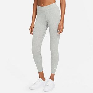 Nike Women&apos;s Sportswear Essential Mid-Rise Cropped Leggings in Grey/Dark Grey Heather Size ST Cotton/Polyester/Spandex - 5863769