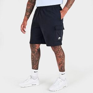 Nike Men&apos;s Sportswear Club Fleece Cargo Shorts in Black/Black Size Small Cotton/Polyester/Fleece - 5735432