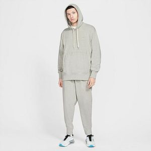 Nike Men&apos;s Sportswear Classic Fleece Pullover Hoodie in Grey/Grey Heather Size XS 100% Cotton/Fleece - 5781084