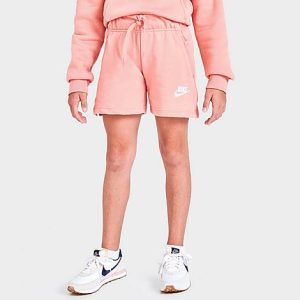 Nike Girls&apos; Big Kids&apos; Club French Terry Shorts in Pink/Light Madder Root Size XL Cotton/Polyester - 5797804