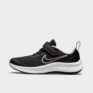 Nike Girls&apos; Little Kids&apos; Star Runner 3 Hook-and-Loop Running Shoes in Black/Black Size 13.0 - 3111449