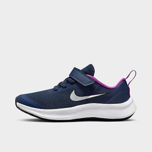 Nike Little Kids&apos; Star Runner 3 Hook-and-Loop Running Shoes in Blue/Midnight Navy Size 11.0 - 3554716