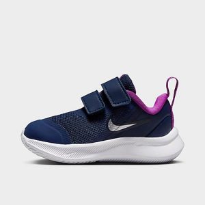 Nike Kids&apos; Toddler Star Runner 3 Hook-and-Loop Running Shoes in Blue/Midnight Navy Size 7.0 - 3554494