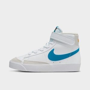 Nike Little Kids&apos; Blazer Mid &apos;77 Hook-and-Loop Casual Shoes in Blue/White/White Size 3.0 - 3524691