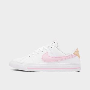 Nike Girls&apos; Big Kids&apos; Court Legacy Casual Shoes in White/White Size 6.0 Leather - 3178060