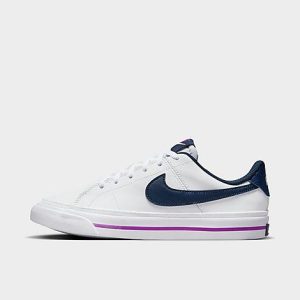 Nike Big Kids&apos; Court Legacy Casual Shoes in White/White Size 5.0 Leather - 3551739