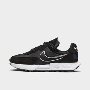 Nike Women&apos;s Fontanka Waffle Casual Shoes in Black/Black Size 12.0 Nylon/Suede - 3521697