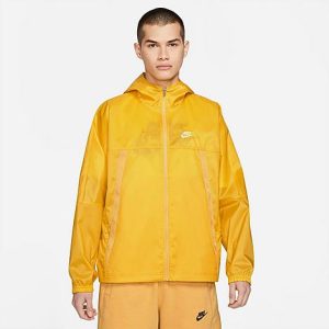 Nike Men&apos;s Sportswear Revival Woven Jacket in Yellow/Solar Flare Size Large 100% Polyester/Fiber - 5768938