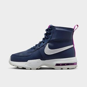 Nike Big Kids&apos; Air Max Goaterra 2.0 All-Weather Casual Boots in Blue/Midnight Navy Size 7.0 Leather - 3551815
