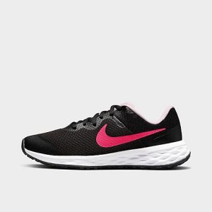 Nike Girls&apos; Big Kids&apos; Revolution 6 Running Shoes in Black/Black Size 7.0 - 3214947