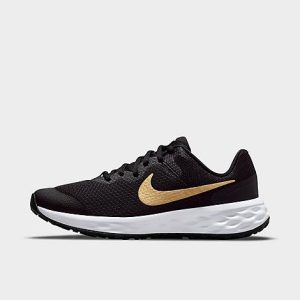 Nike Big Kids&apos; Revolution 6 Running Shoes in Black/Black Size 4.5 - 3524333