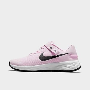 Nike Girls&apos; Big Kids&apos; Revolution 6 FlyEase Running Shoes in Pink/Pink Foam Size 5.0 - 3076345