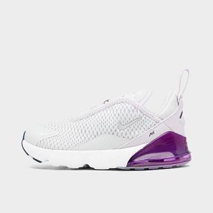 Nike Girls&apos; Toddler Air Max 270 Casual Shoes in White/Pure Platinum Size 10.0 Lace - 3221603