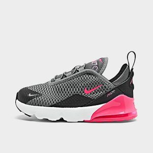 Nike Girls&apos; Toddler Air Max 270 Casual Shoes in Grey/Smoke Grey Size 10.0 Lace - 3001038