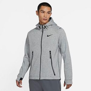 Nike Men&apos;s Pro Therma-FIT Full-Zip Jacket in Grey/Iron Grey Size Large Polyester/Wool - 5806936