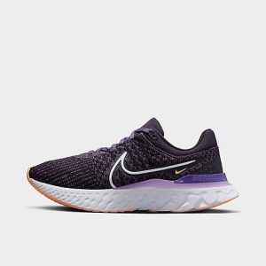 Nike Women&apos;s React Infinity 3 Running Shoes in Black/Cave Purple Size 12.0 Knit - 3552629