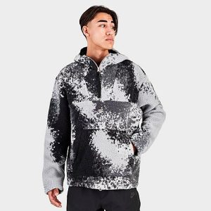Nike Men&apos;s Sportswear Sport Essentials+ Sherpa Half-Zip Hoodie in Black/Black Size Medium 100% Cotton/100% Polyester/Fleece - 5746723