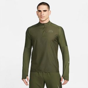 Nike Men&apos;s Dri-FIT Run Division Flash Element Half-Zip Running Shirt in Green/Rough Green Size Medium Polyester/Spandex/Fiber - 5807852