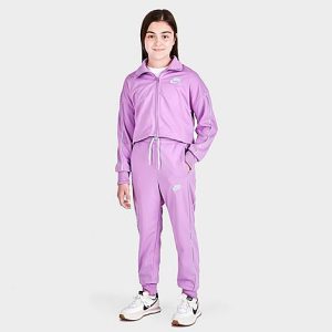 Nike Girls&apos; Sportswear Tricot Track Suit in Purple/Violet Shock Size Medium 100% Polyester/Fleece/Knit - 5775980