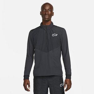 Nike Men&apos;s Therma-FIT Wild Run Element Quarter-Zip Running Top in Black/Off Noir Size Small 100% Polyester - 5807025