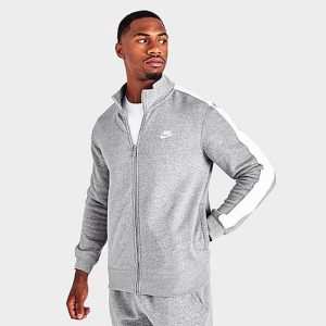 Nike Men&apos;s Sportswear Club Fleece Full-Zip Track Jacket in Grey/Dark Grey Heather Size 2XL 100% Cotton/Polyester/Fleece - 5820996