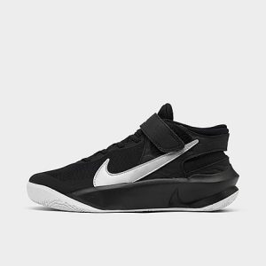 Nike Big Kids&apos; Team Hustle D 10 FlyEase Basketball Shoes in Black/Black Size 7.0 Leather - 3000829