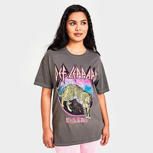 Graphic Tees Women&apos;s Def Leppard Multi-Color T-Shirt in Grey/Dark Grey Heather Size XL Cotton - 5885938