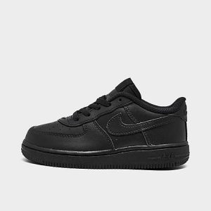 Nike Kids&apos; Toddler Air Force 1 LE Casual Shoes in Black/Black Size 3.0 Leather - 3079587
