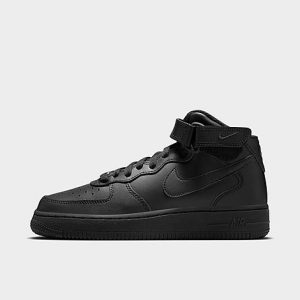Nike Big Kids&apos; Air Force 1 MId &apos;07 LE Casual Shoes in Black/Black Size 7.0 Leather - 3002081