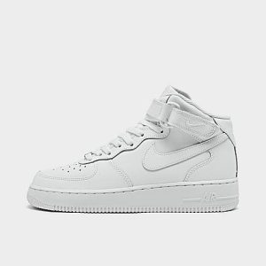 Nike Big Kids&apos; Air Force 1 MId &apos;07 LE Casual Shoes in White/White Size 7.0 Leather - 3002048
