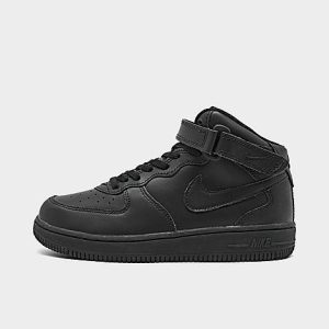 Nike Little Kids&apos; Air Force 1 Mid LE Casual Shoes in Black/Black Size 1.0 Leather - 3009827