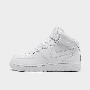 Nike Little Kids&apos; Air Force 1 Mid LE Casual Shoes in White/White Size 13.0 Leather - 3009826