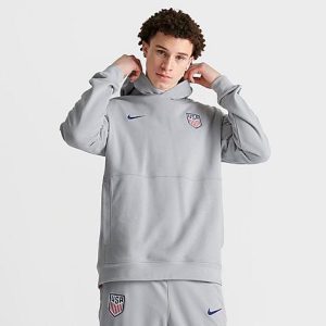 Nike Men&apos;s Sportswear U.S. Soccer French Terry Hoodie in Grey/Light Smoke Grey Size 2XL Cotton/Polyester - 5847865