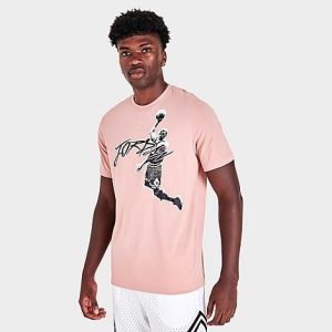 Jordan Men&apos;s Air Dri-FIT Mike In Flight Graphic Short-Sleeve T-Shirt in Pink/Whisper Pink Size Large Cotton/Polyester - 5777344