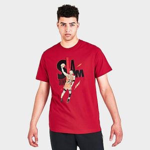 Jordan Men&apos;s Game 5 Graphic Print Short-Sleeve T-Shirt in Red/Gym Red Size XL 100% Cotton - 5774782