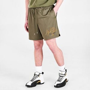 Jordan Men&apos;s Essentials Mesh Graphic Shorts in Green/Medium Olive Size Large 100% Polyester - 5775016
