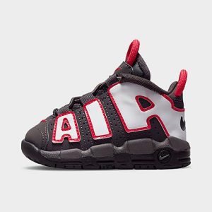 Nike Kids&apos; Toddler Air More Uptempo Basketball Shoes in Black/Medium Ash Size 2.0 Leather - 3210577