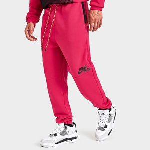 Jordan Men&apos;s Jumpman Fleece Jogger Pants in Red/Mystic Hibiscus Size 2XL Cotton/Polyester/Fleece - 5774986