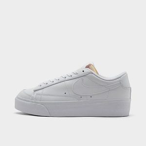 Nike Women&apos;s Blazer Low Platform Casual Shoes in White/White Size 10.0 Leather - 3040524