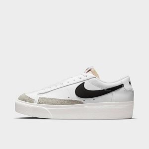 Nike Women&apos;s Blazer Low Platform Casual Shoes in White/White Size 12.0 Leather - 3040543