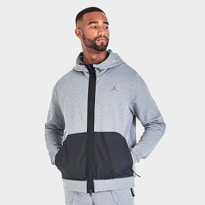 Jordan Men&apos;s Air Dri-FIT Fleece Full-Zip Hoodie in Grey/Carbon Heather Size 3XL Nylon/Polyester/Fleece - 5774850