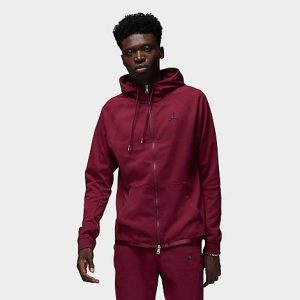 Jordan Men&apos;s Essentials Full-Zip Hooded Warmup Jacket in Red/Cherrywood Red Size 2XL Cotton/Polyester/Knit - 5890090