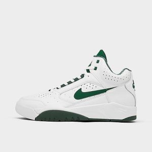 Nike Men&apos;s Air Flight Lite Mid Casual Shoes in White/White Size 12.0 Leather - 3220692